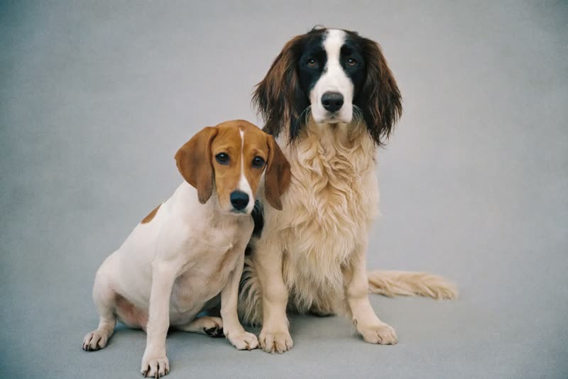 Two dogs waiting together