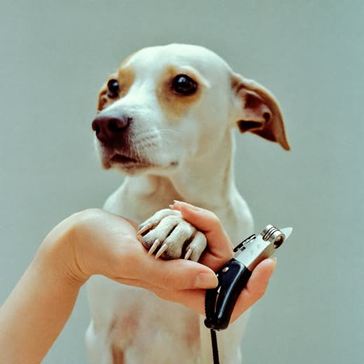 A dog's paw held for a nail trim